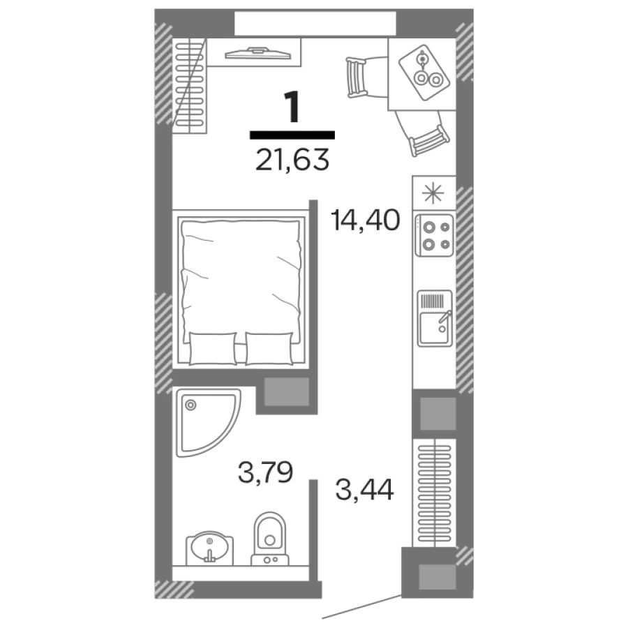 Уютная 1-ая квартира 21.63 м2 в ЖК "Метропарк 4" в шаговой доступности вся необходимая инфраструктура
